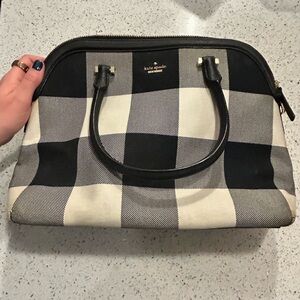 Kate Spade Black and Cream Plaid Satchel